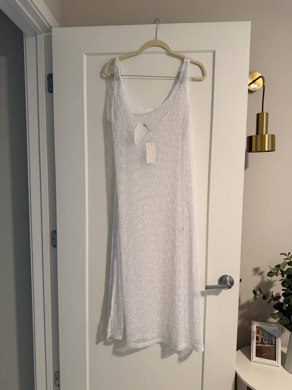 White Sleeveless Knit Beach Cover Up